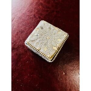 Small Silver & Gold Sparkly Trinket Box